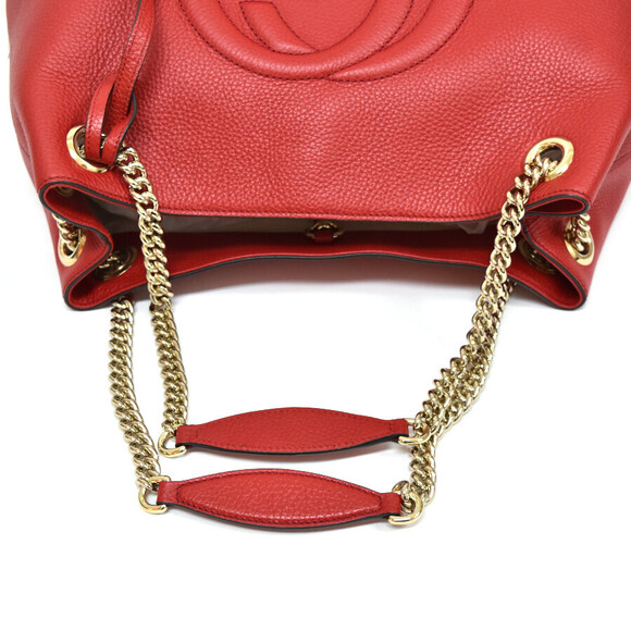 Gucci Soho Chain Tote Bag Interlocking GG Leather Red - Picture 7 of 9